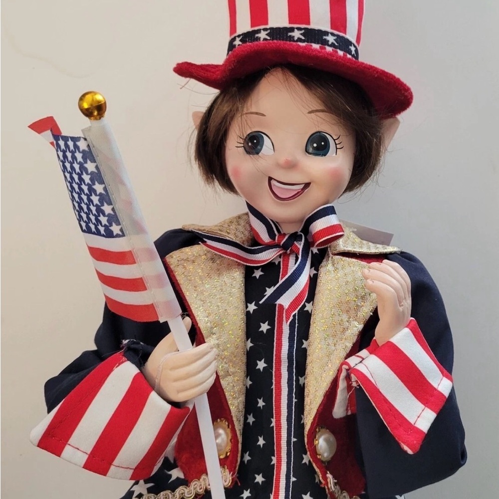 Cynthia Rowley 28" July 4th Patriotic Pixie Elf Doll Americana Shelf Sitter 2025